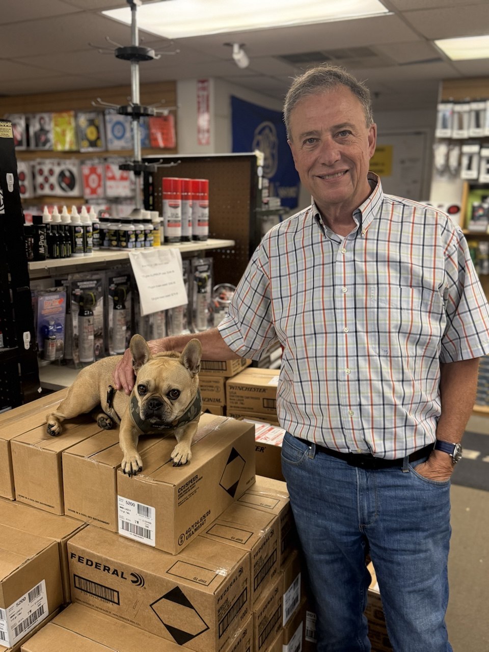 Carl and Sophie at the Four Seasons Firearms counter in Woburn, MA